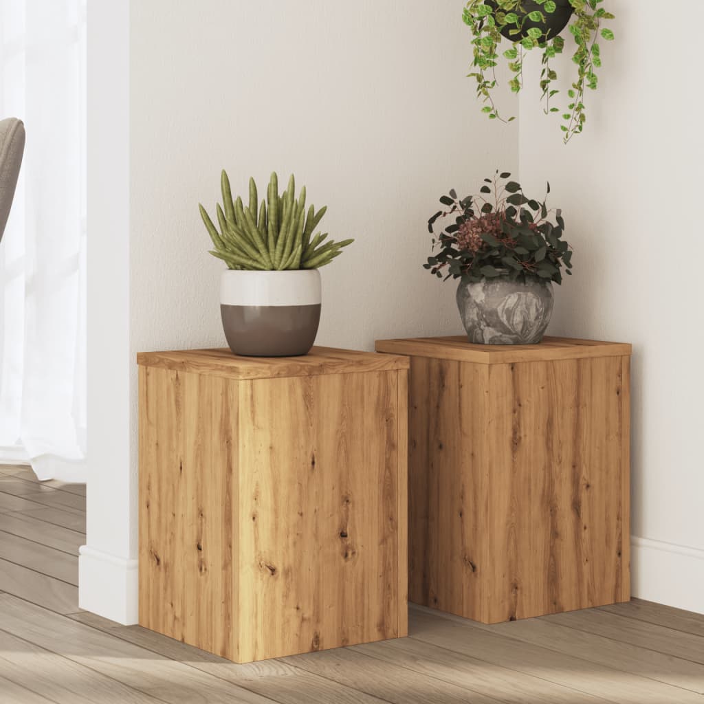 vidaXL Soportes de plantas 2 uds madera roble artisian 25x25x35 cm