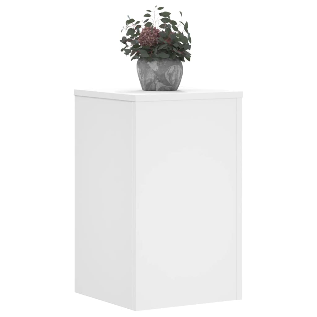 vidaXL Soportes de plantas 2 uds madera ingeniería blanco 30x30x50 cm