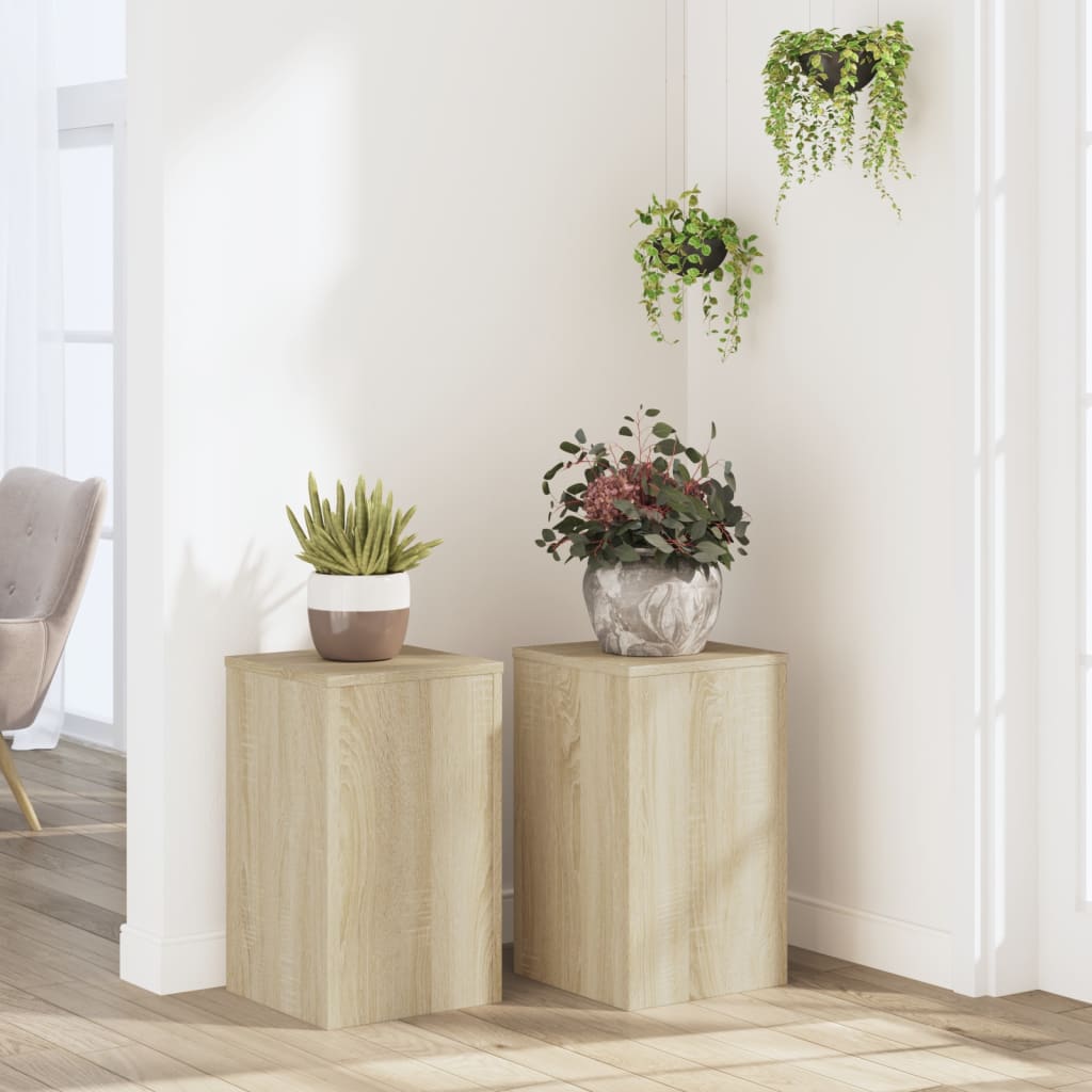 vidaXL Soportes de plantas 2 uds madera roble Sonoma 30x30x50 cm