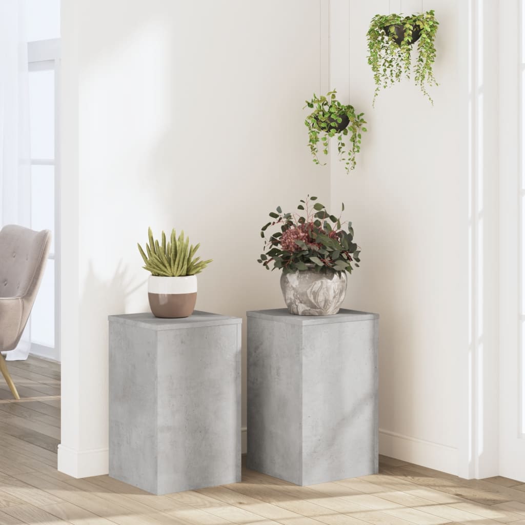 vidaXL Soportes de plantas 2 uds madera gris hormigón 30x30x50 cm