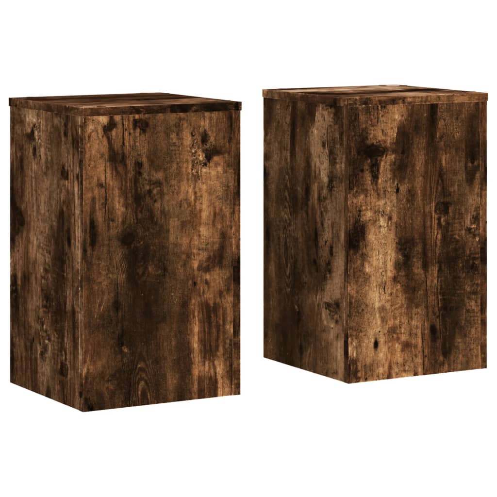 vidaXL Soportes de plantas 2 uds madera roble ahumado 30x30x50 cm