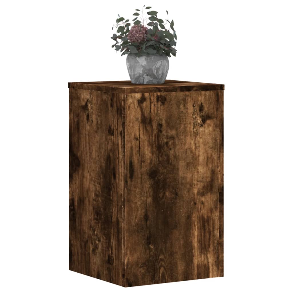 vidaXL Soportes de plantas 2 uds madera roble ahumado 30x30x50 cm