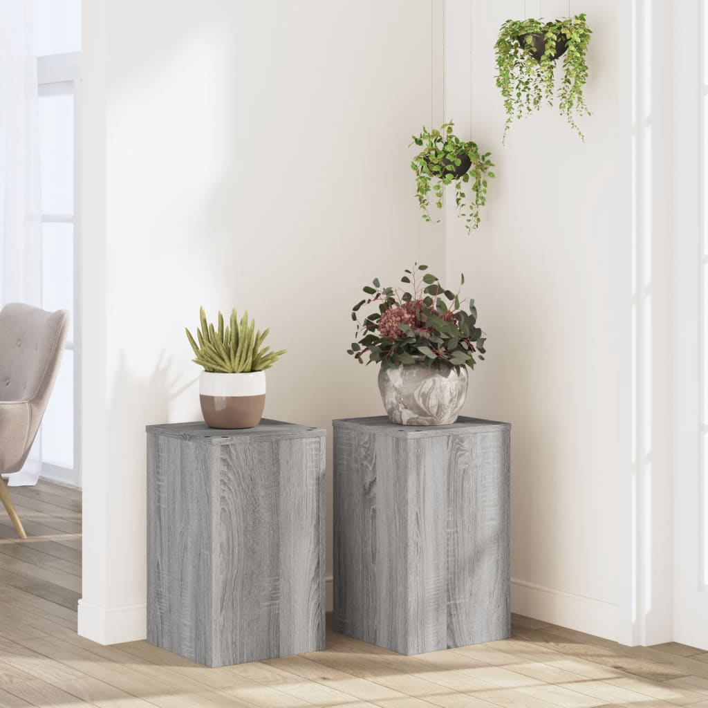 vidaXL Soportes de plantas 2 uds madera gris Sonoma 30x30x50 cm