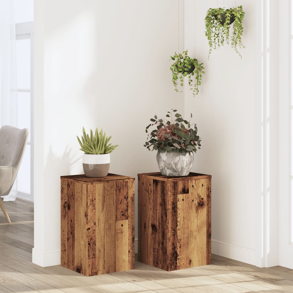 vidaXL Soportes de plantas 2 uds madera roble envejecido 30x30x50 cm