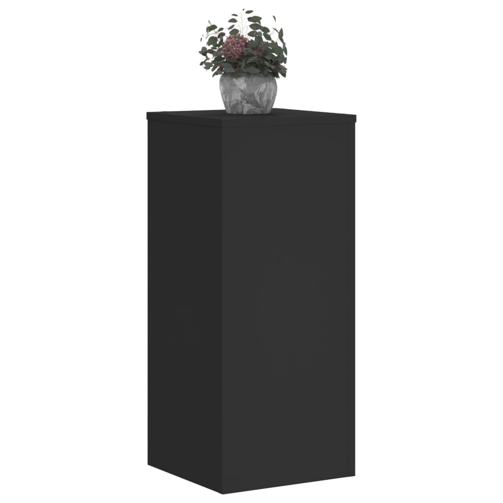 vidaXL Soportes de plantas 2 uds madera ingeniería negro 30x30x70 cm