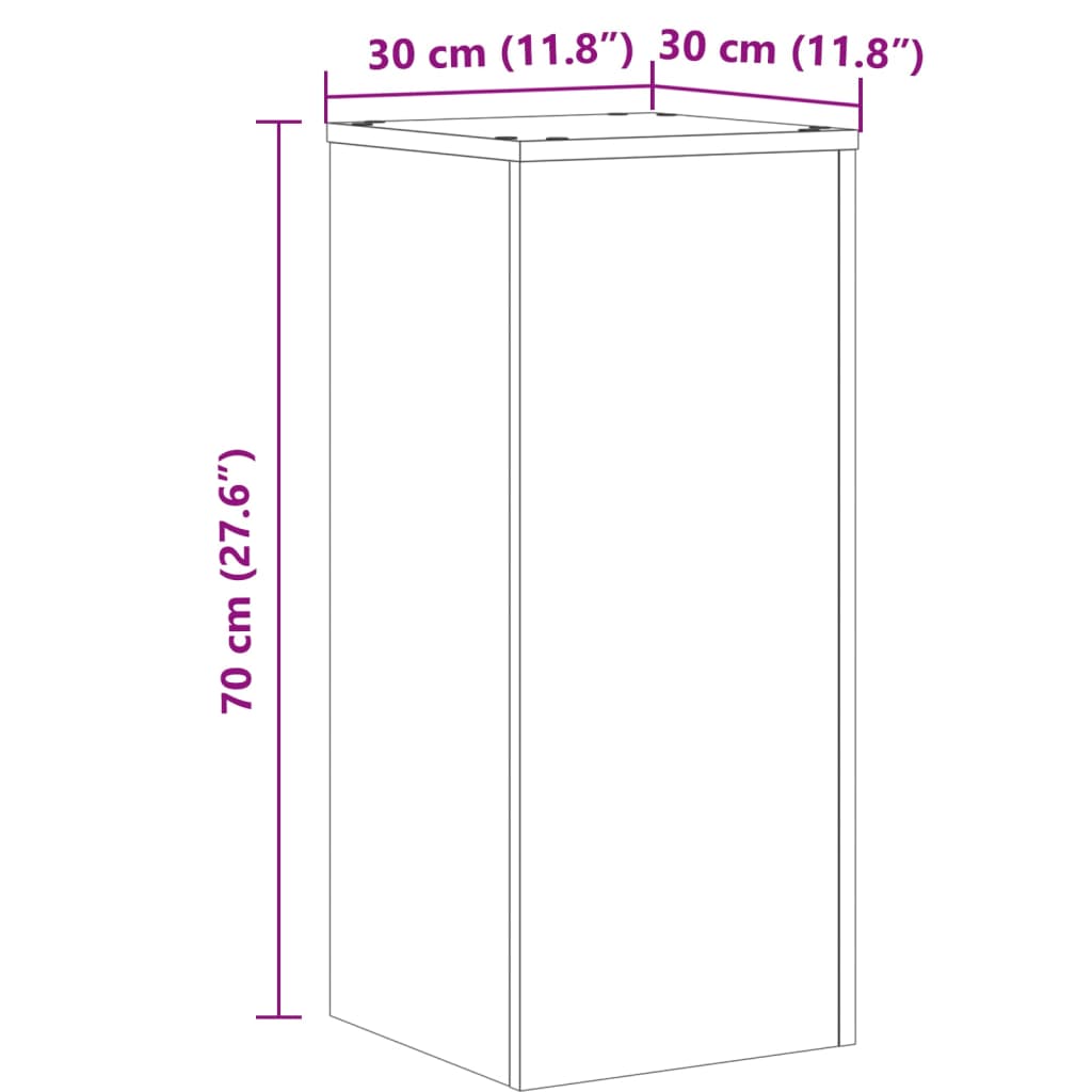 vidaXL Soportes de plantas 2 uds madera ingeniería negro 30x30x70 cm