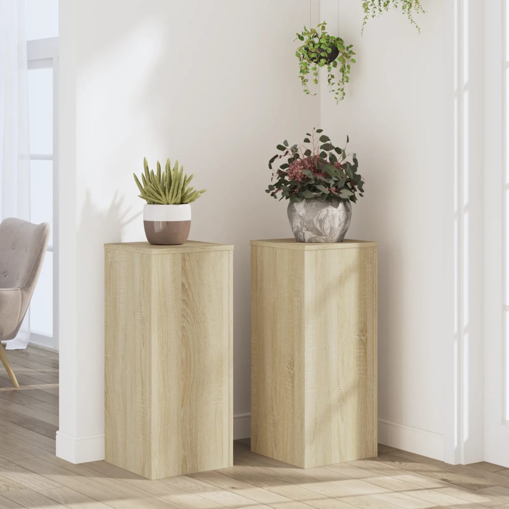 vidaXL Soportes de plantas 2 uds madera roble Sonoma 30x30x70 cm