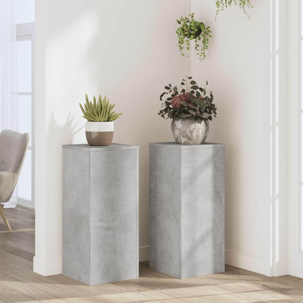 vidaXL Soportes de plantas 2 uds madera gris hormigón 30x30x70 cm