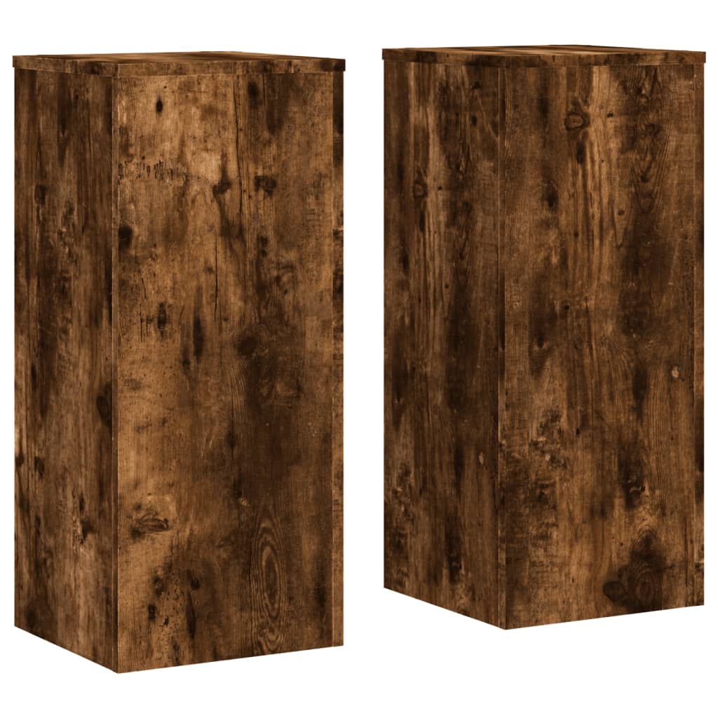 vidaXL Soportes de plantas 2 uds madera roble ahumado 30x30x70 cm