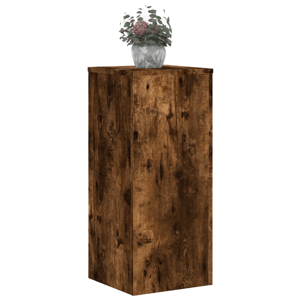 vidaXL Soportes de plantas 2 uds madera roble ahumado 30x30x70 cm