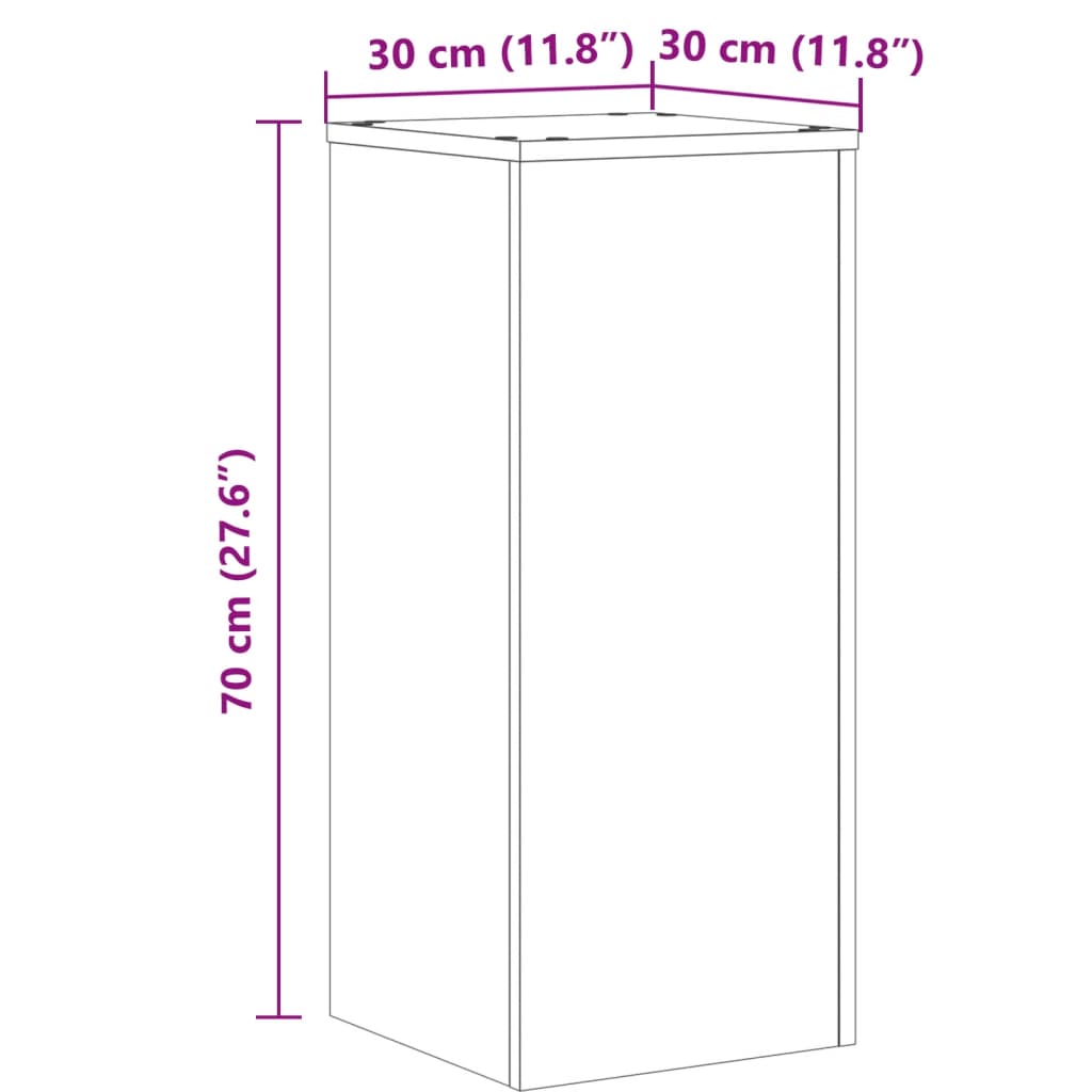 vidaXL Soportes de plantas 2 uds madera roble ahumado 30x30x70 cm