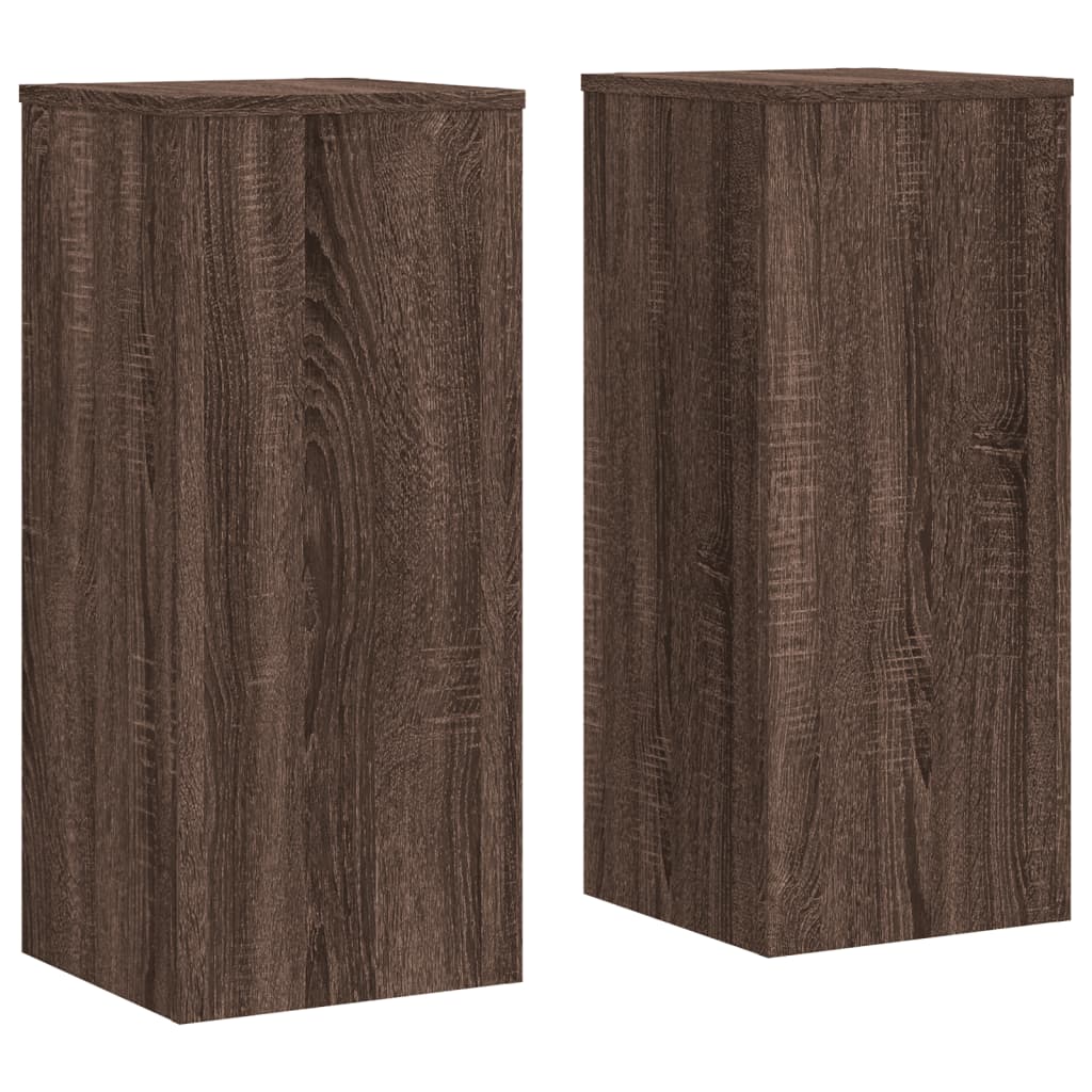 vidaXL Soportes de plantas 2 uds madera marrón roble 30x30x70 cm