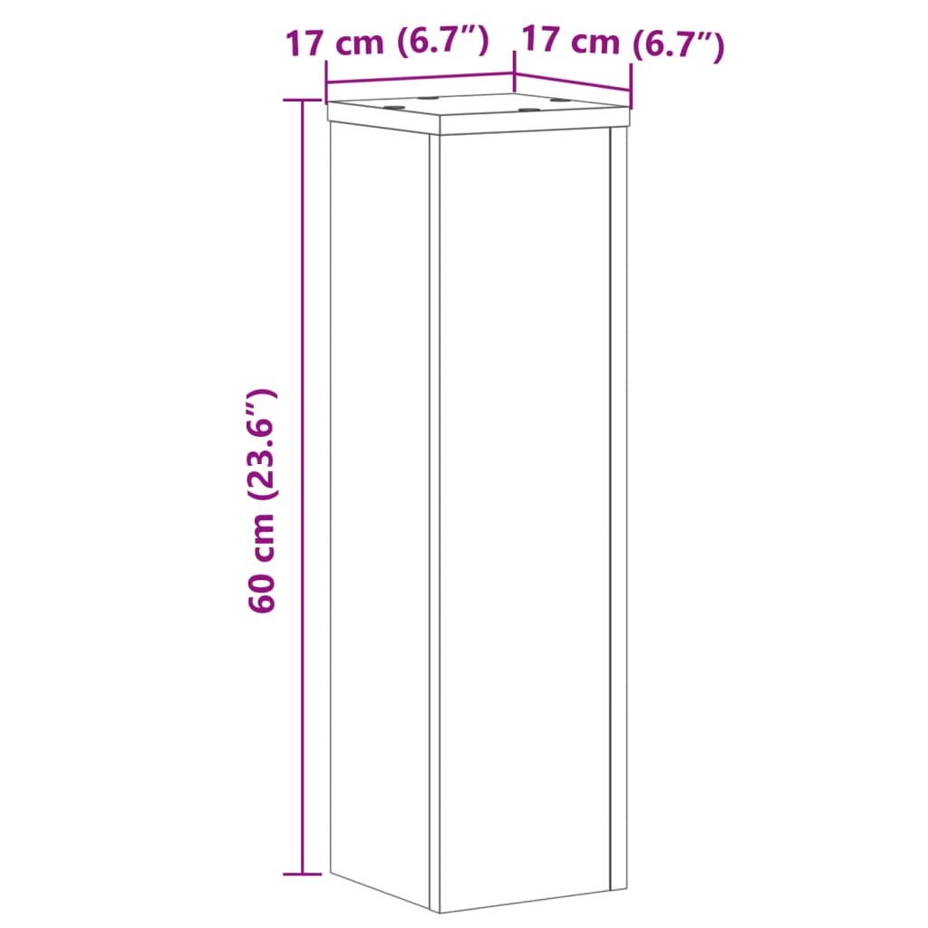 vidaXL Soportes de plantas 2 uds madera roble Sonoma 17x17x60 cm