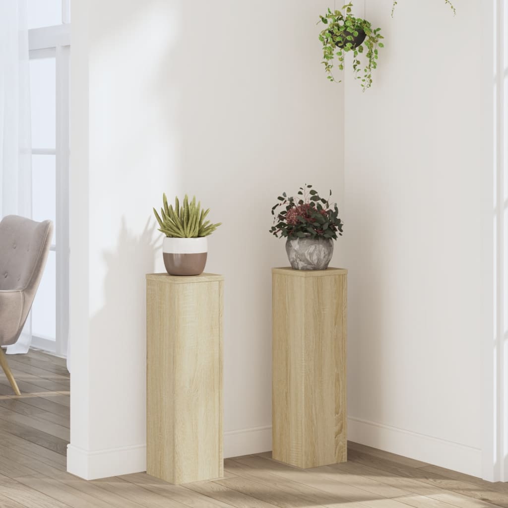 vidaXL Soportes de plantas 2 uds madera roble Sonoma 17x17x60 cm