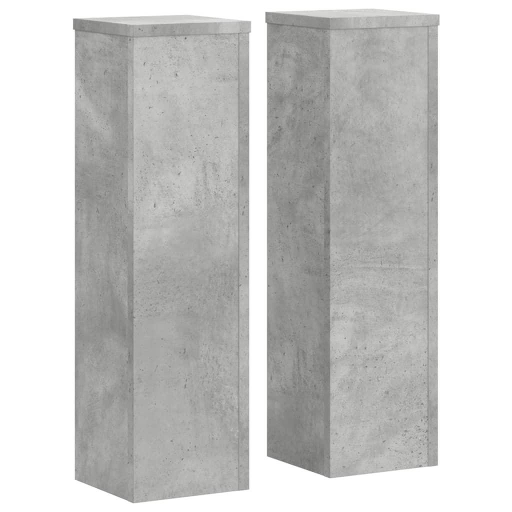 vidaXL Soportes de plantas 2 uds madera gris hormigón 17x17x60 cm