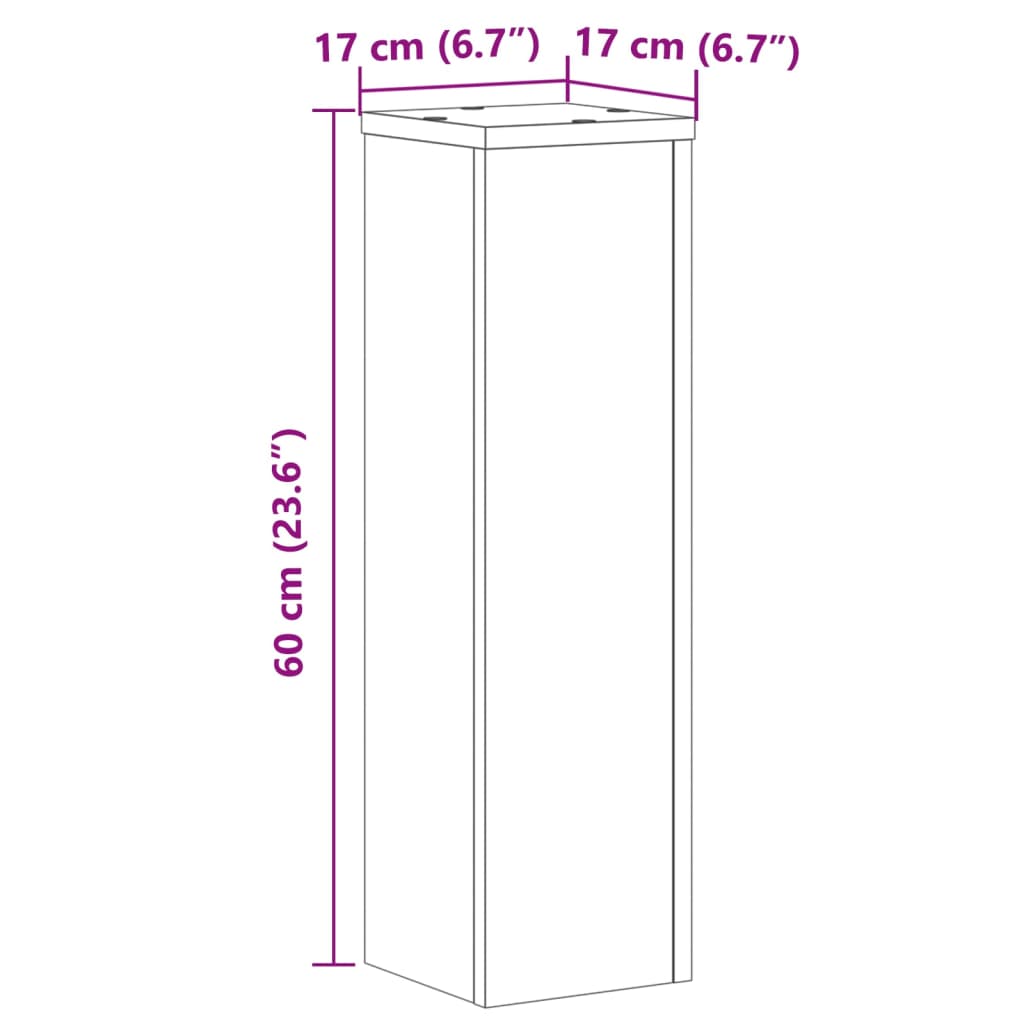 vidaXL Soportes de plantas 2 uds madera gris hormigón 17x17x60 cm