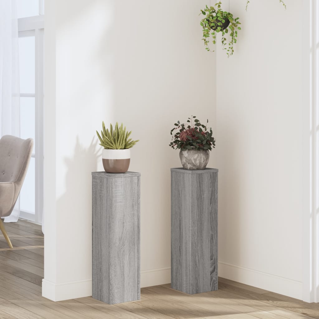 vidaXL Soportes de plantas 2 uds madera gris Sonoma 17x17x60 cm