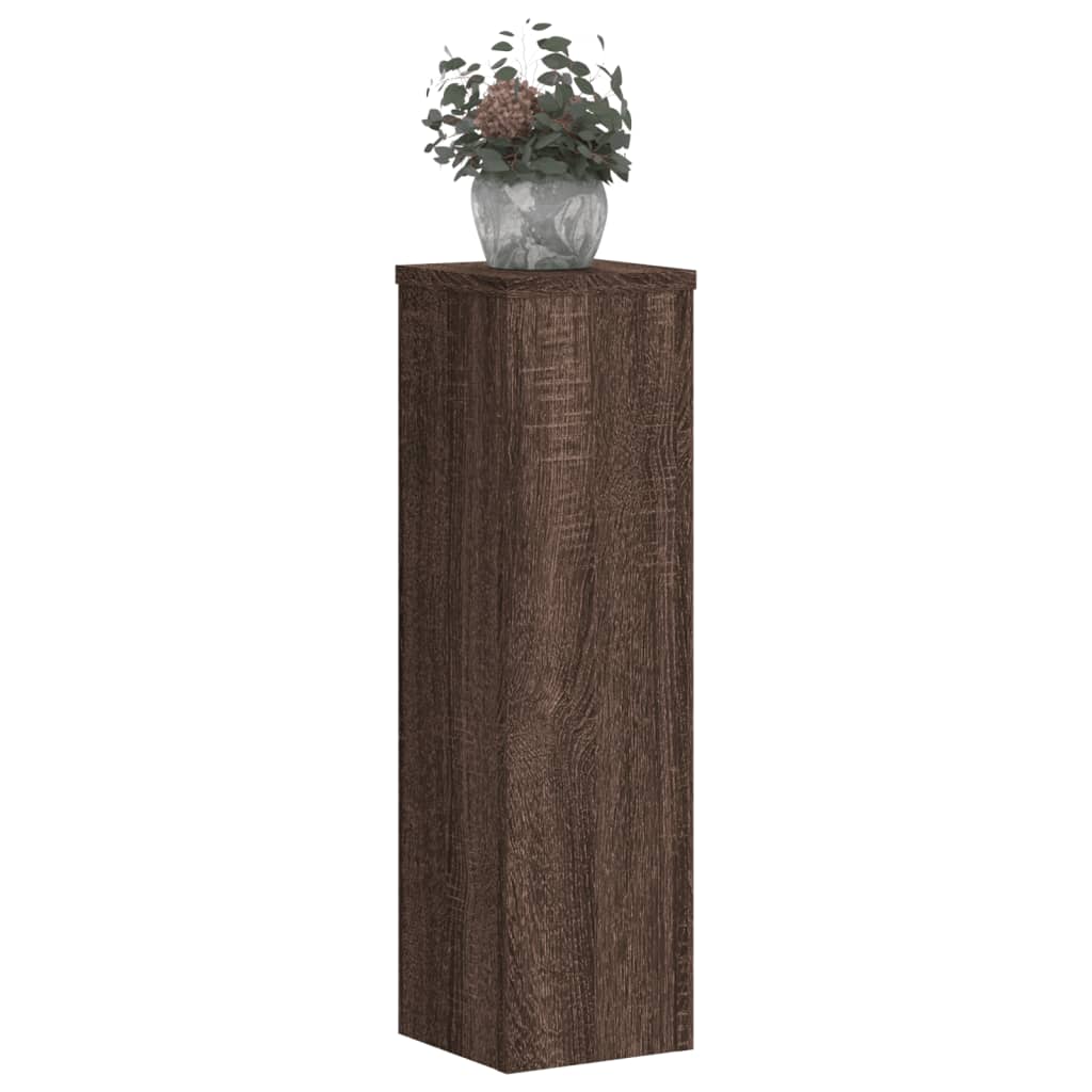 vidaXL Soportes de plantas 2 uds madera marrón roble 17x17x60 cm