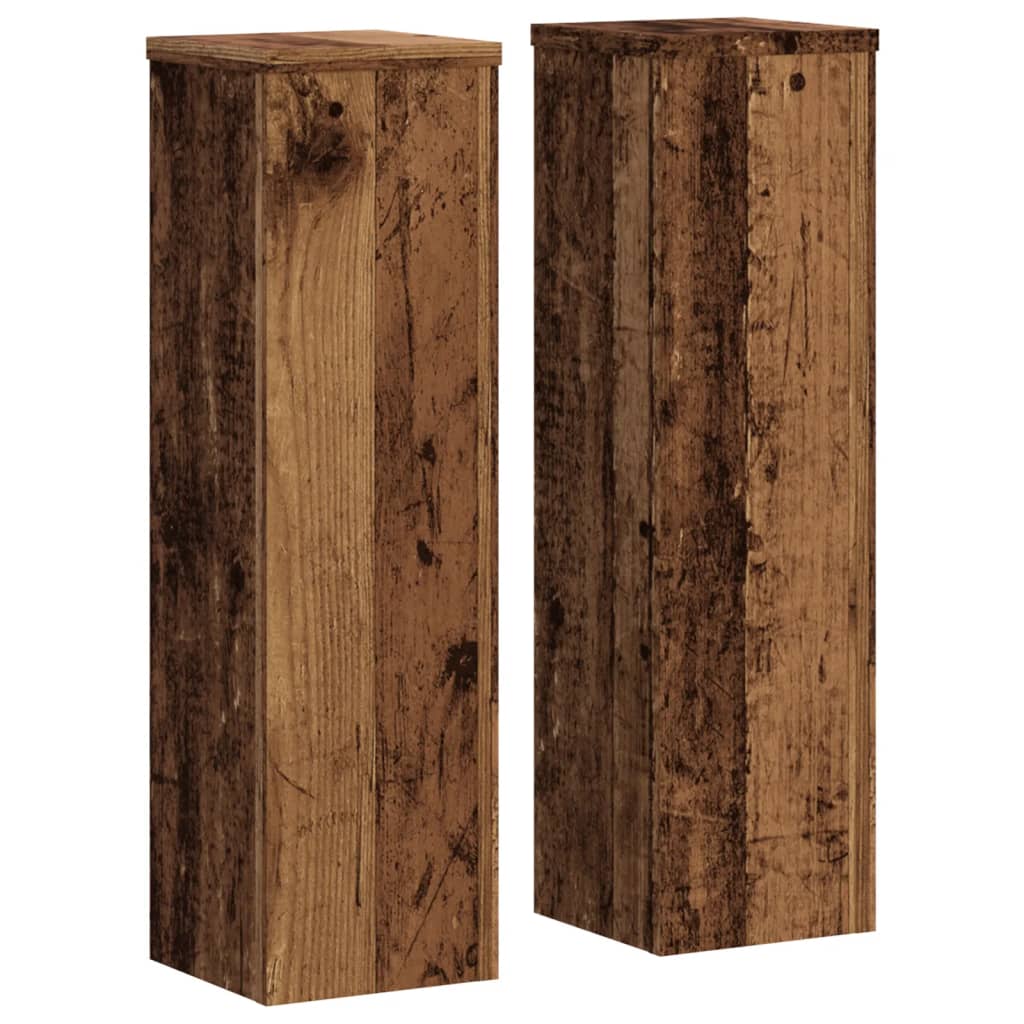 vidaXL Soportes de plantas 2 uds madera roble envejecido 17x17x60 cm