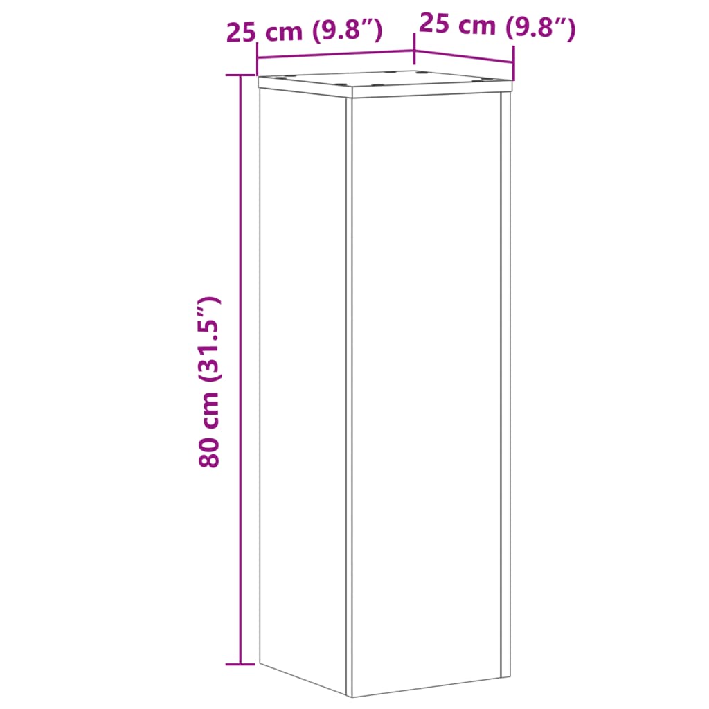 vidaXL Soportes de plantas 2 uds madera roble Sonoma 25x25x80 cm