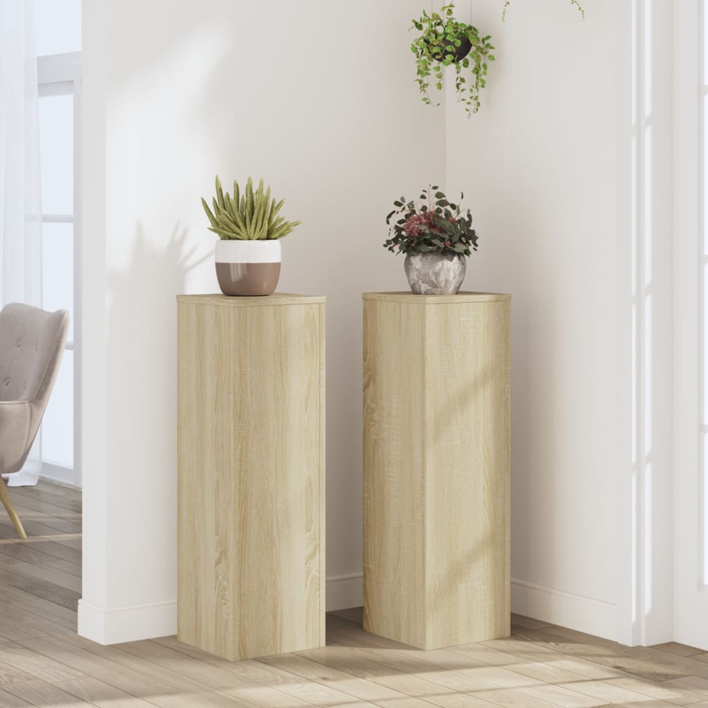 vidaXL Soportes de plantas 2 uds madera roble Sonoma 25x25x80 cm