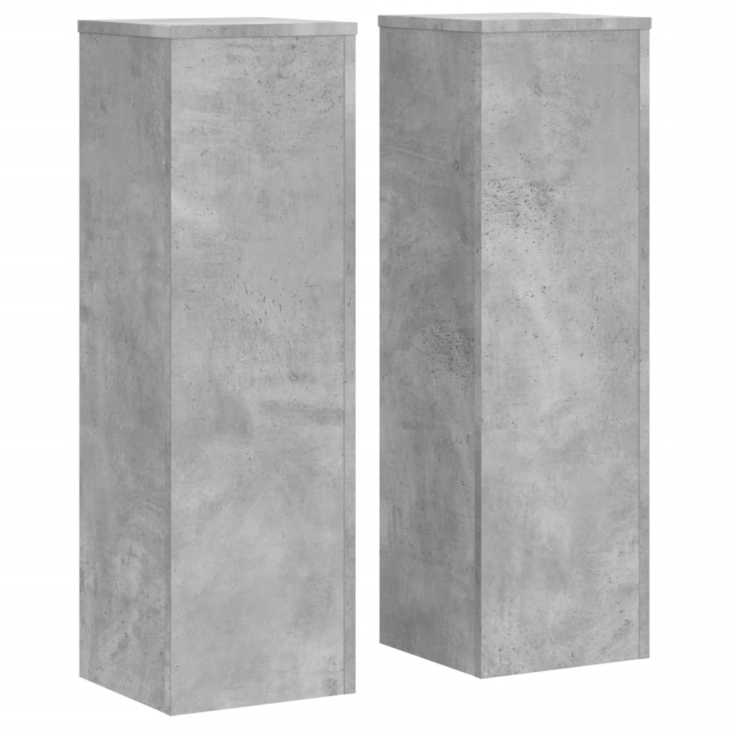 vidaXL Soportes de plantas 2 uds madera gris hormigón 25x25x80 cm