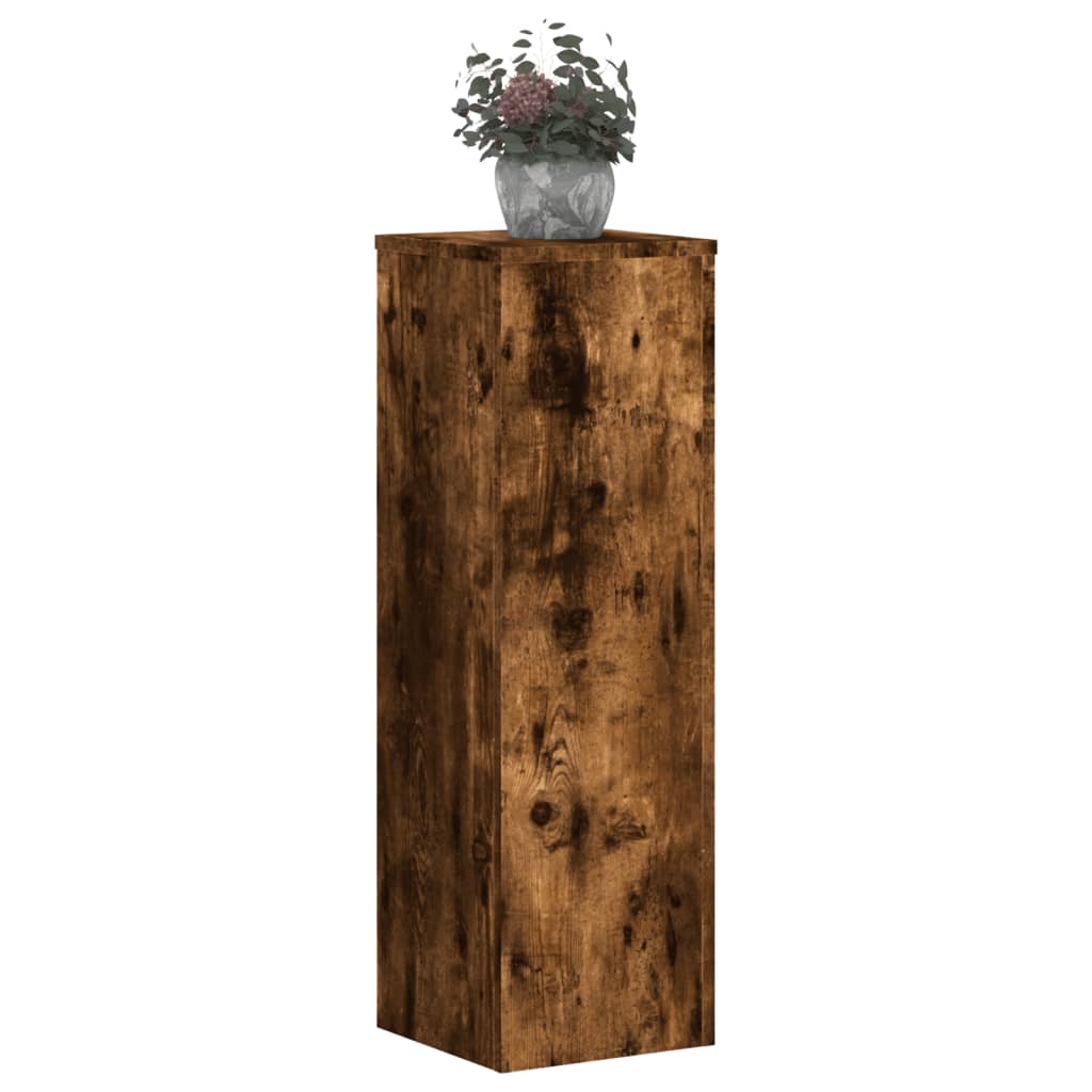 vidaXL Soportes de plantas 2 uds madera roble ahumado 25x25x80 cm