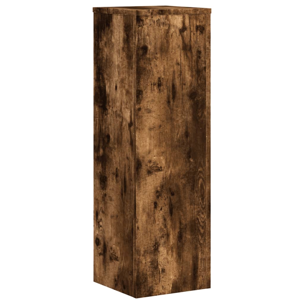 vidaXL Soportes de plantas 2 uds madera roble ahumado 25x25x80 cm