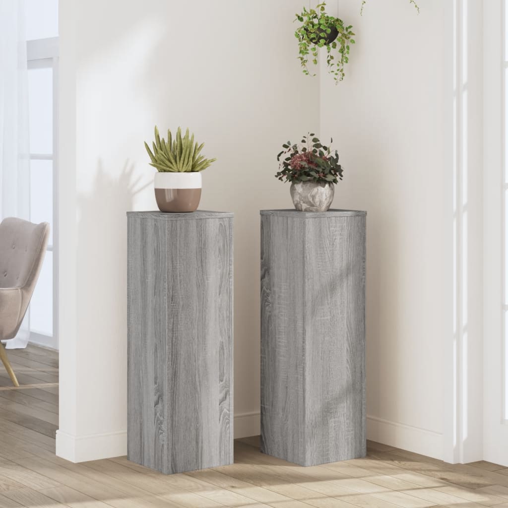 vidaXL Soportes de plantas 2 uds madera gris Sonoma 25x25x80 cm