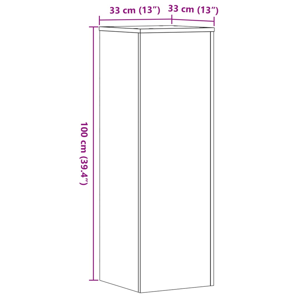 vidaXL Soportes de plantas madera ingeniería gris Sonoma 33x33x100cm