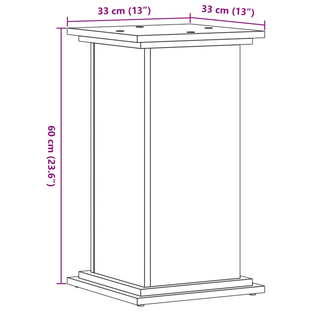 vidaXL Soportes de plantas madera ingeniería roble Sonoma 33x33x60 cm