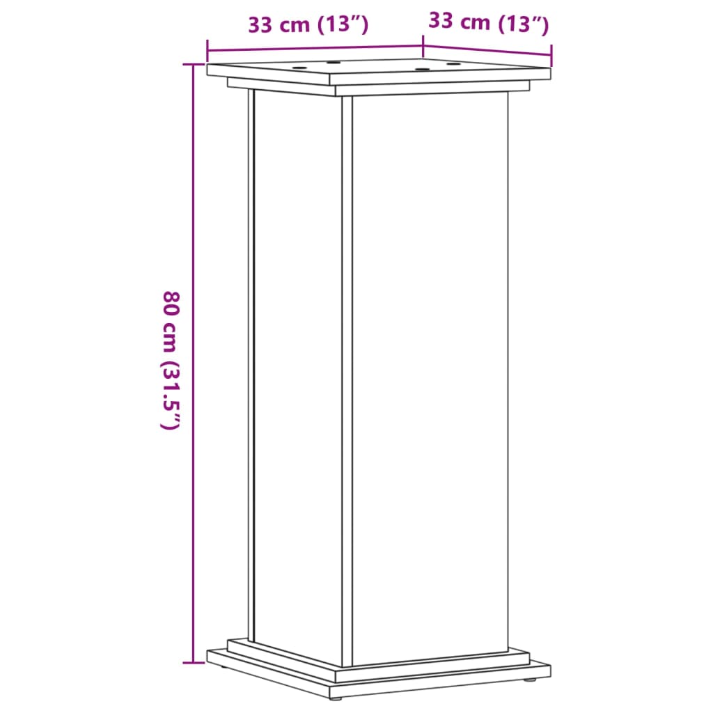 vidaXL Soportes para plantas madera de ingeniería negro 33x33x80 cm