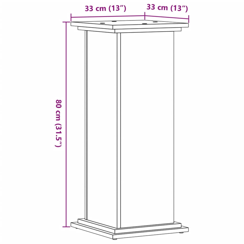 vidaXL Soportes de plantas madera ingeniería roble Sonoma 33x33x80 cm