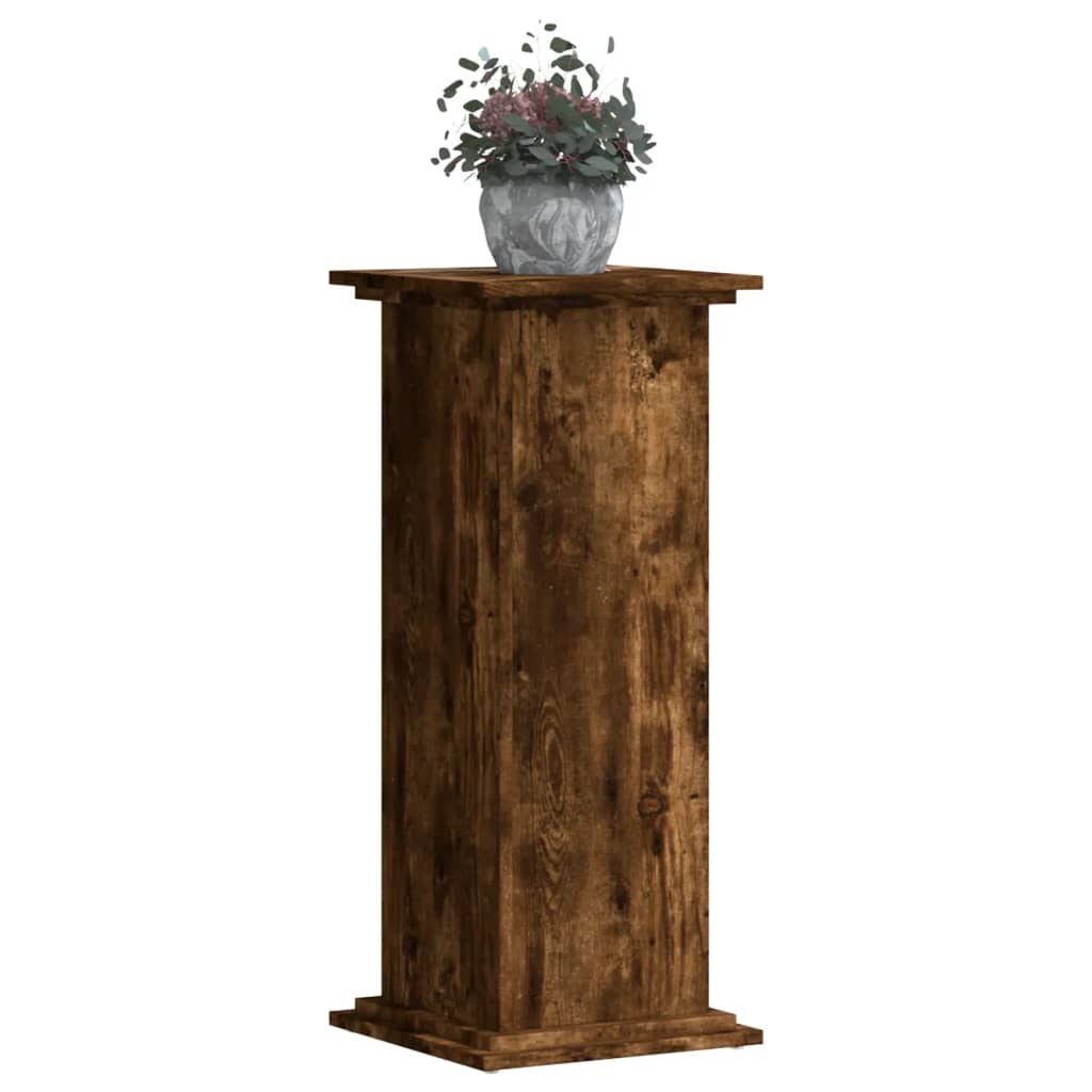 vidaXL Soportes de plantas madera ingeniería roble ahumado 33x33x80 cm