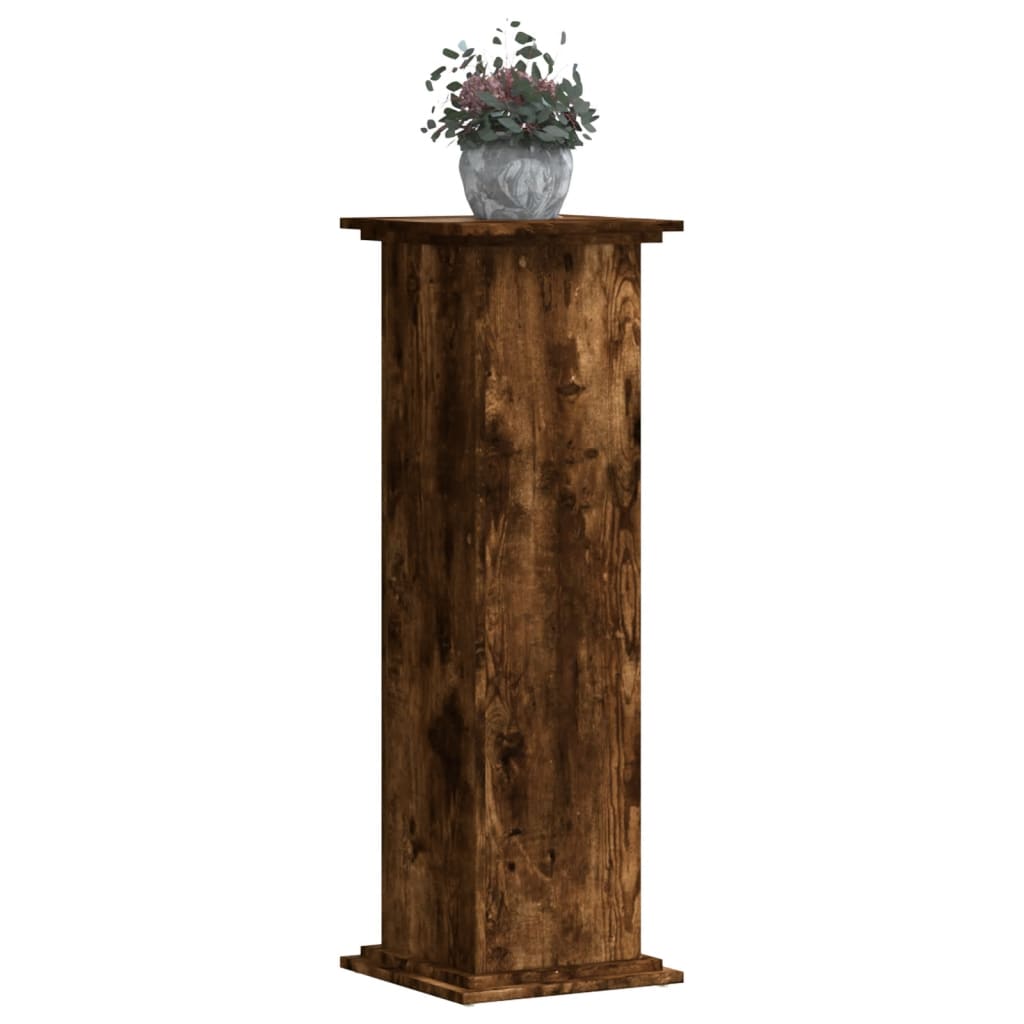 vidaXL Soportes de plantas madera ingeniería roble ahumado 33x33x100cm