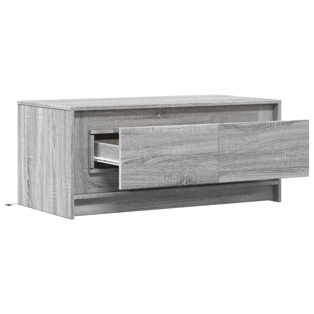 vidaXL Mesa de centro con luces LED madera de ingeniería gris Sonoma