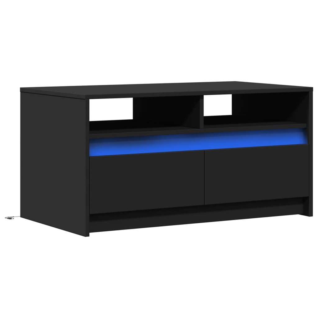 vidaXL Mesa de centro con luces LED madera de ingeniería negra