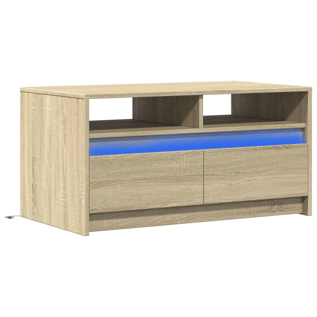 vidaXL Mesa de centro con luces LED madera de ingeniería roble Sonoma