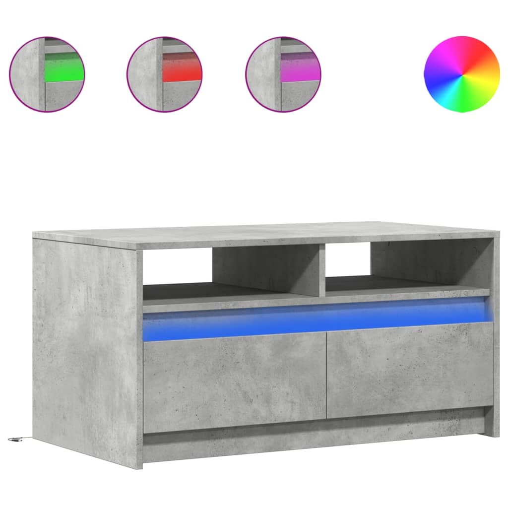 vidaXL Mesa de centro con luces LED madera de ingeniería gris hormigón