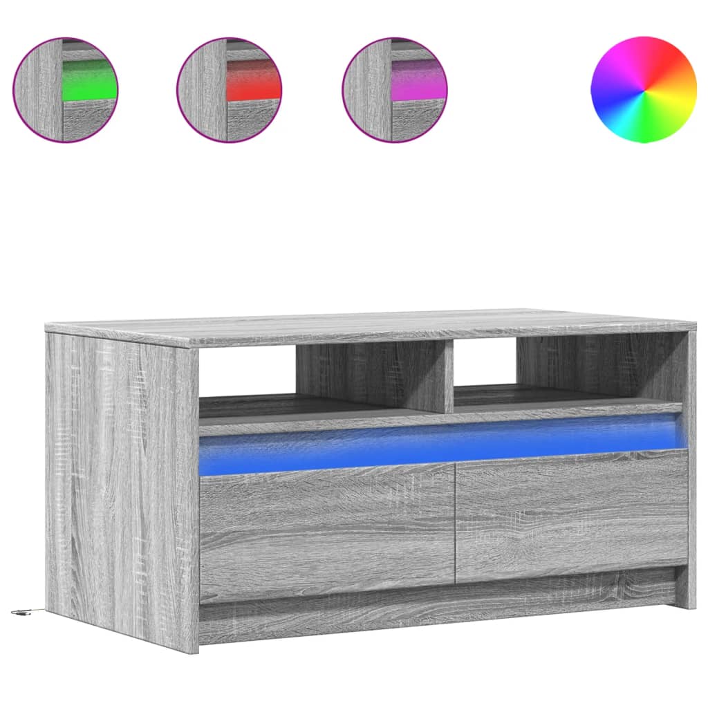 vidaXL Mesa de centro con luces LED madera de ingeniería gris Sonoma