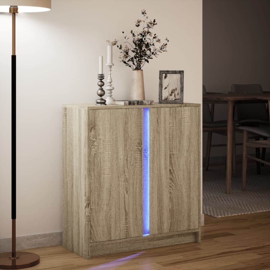 vidaXL Aparador con LED madera de ingeniería roble Sonoma 77x34x85 cm