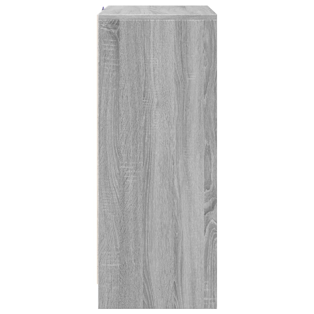 vidaXL Aparador con LED madera de ingeniería gris Sonoma 77x34x85 cm