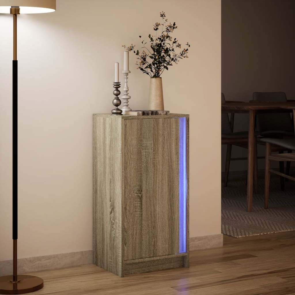 vidaXL Aparador con LED madera ingeniería roble Sonoma 42,5x34x85 cm