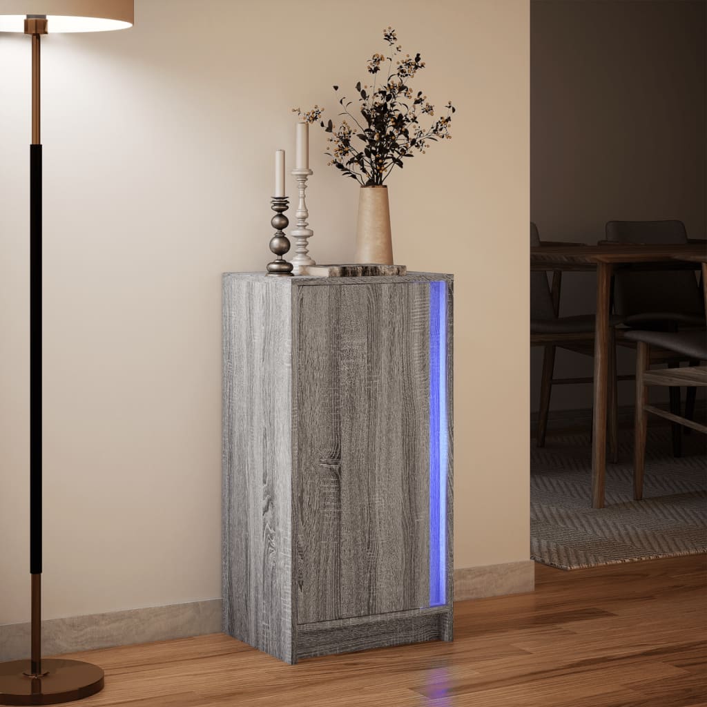 vidaXL Aparador con LED madera de ingeniería gris Sonoma 42,5x34x85 cm