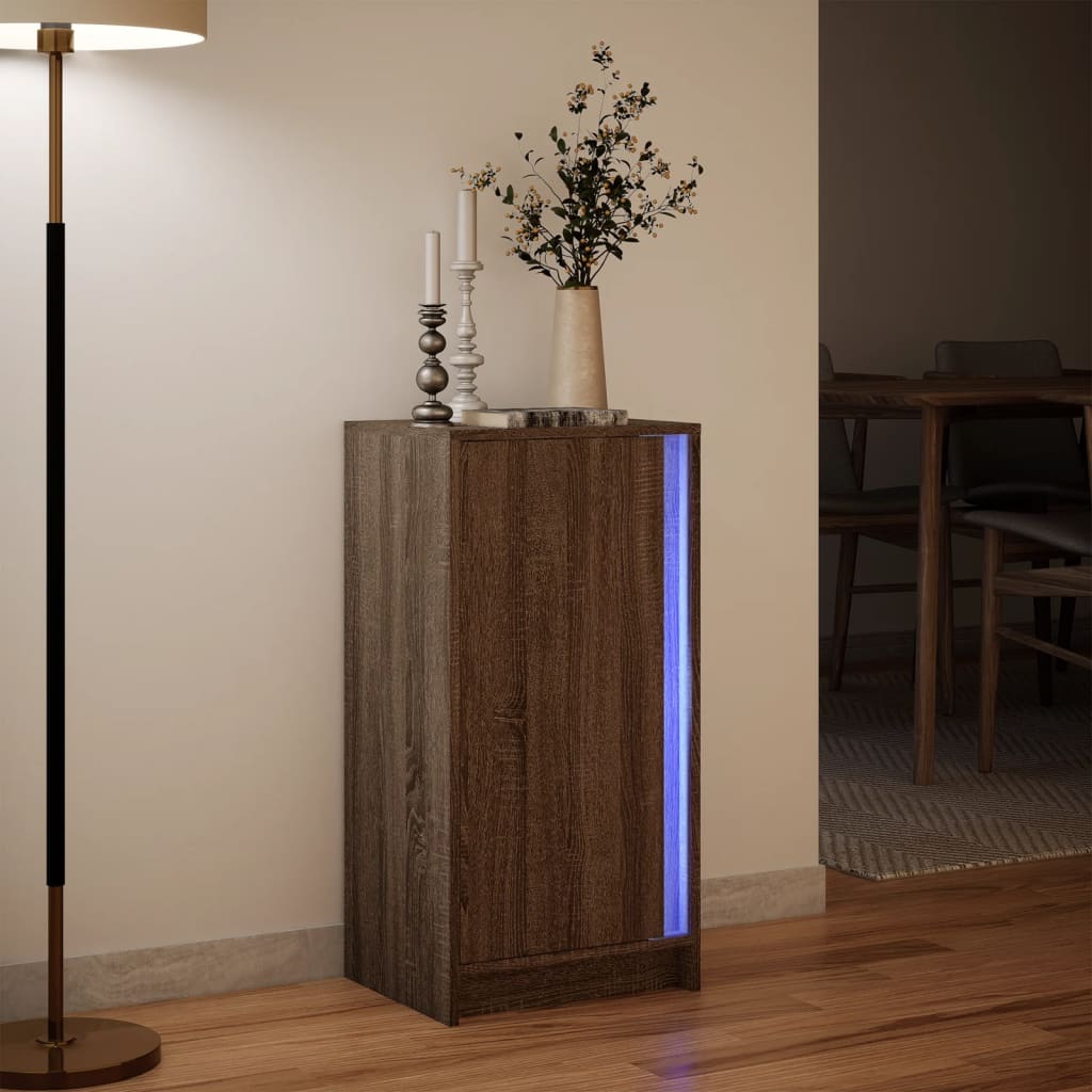 vidaXL Aparador con LED madera ingeniería marrón roble 42,5x34x85 cm