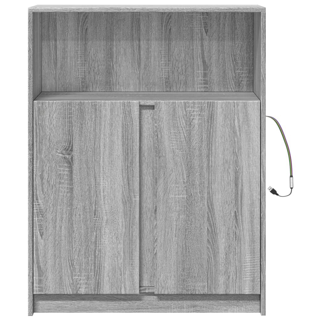 vidaXL Aparador con LED madera de ingeniería gris Sonoma 77x34x100 cm