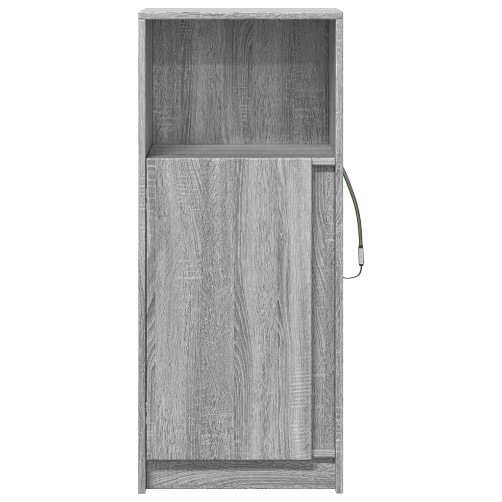 vidaXL Aparador con LED madera de ingeniería gris Sonoma 42,5x34x100cm