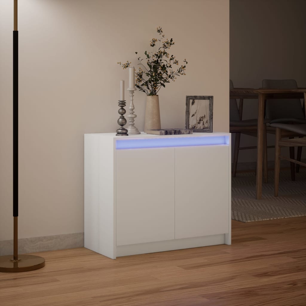 vidaXL Aparador con LED madera de ingeniería blanco 72x34x61 cm