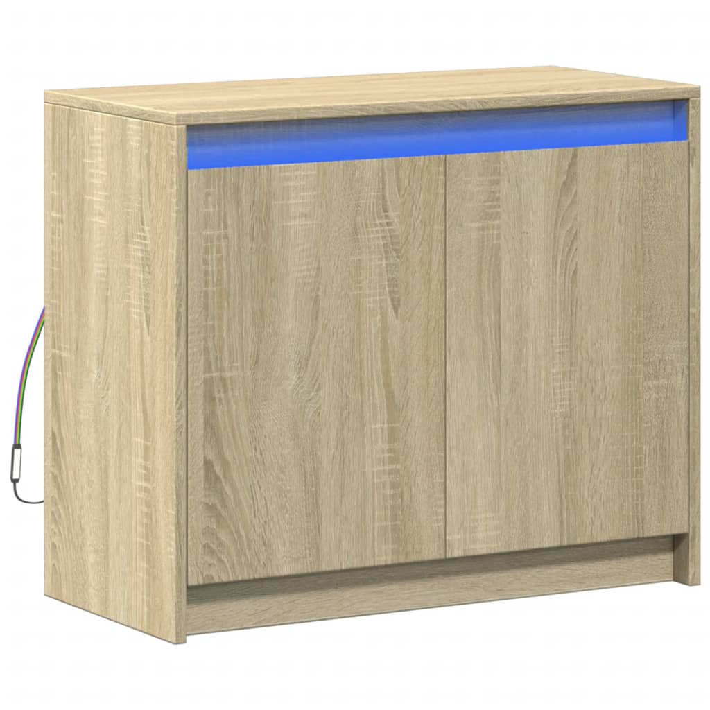 vidaXL Aparador con LED madera de ingeniería roble Sonoma 72x34x61 cm