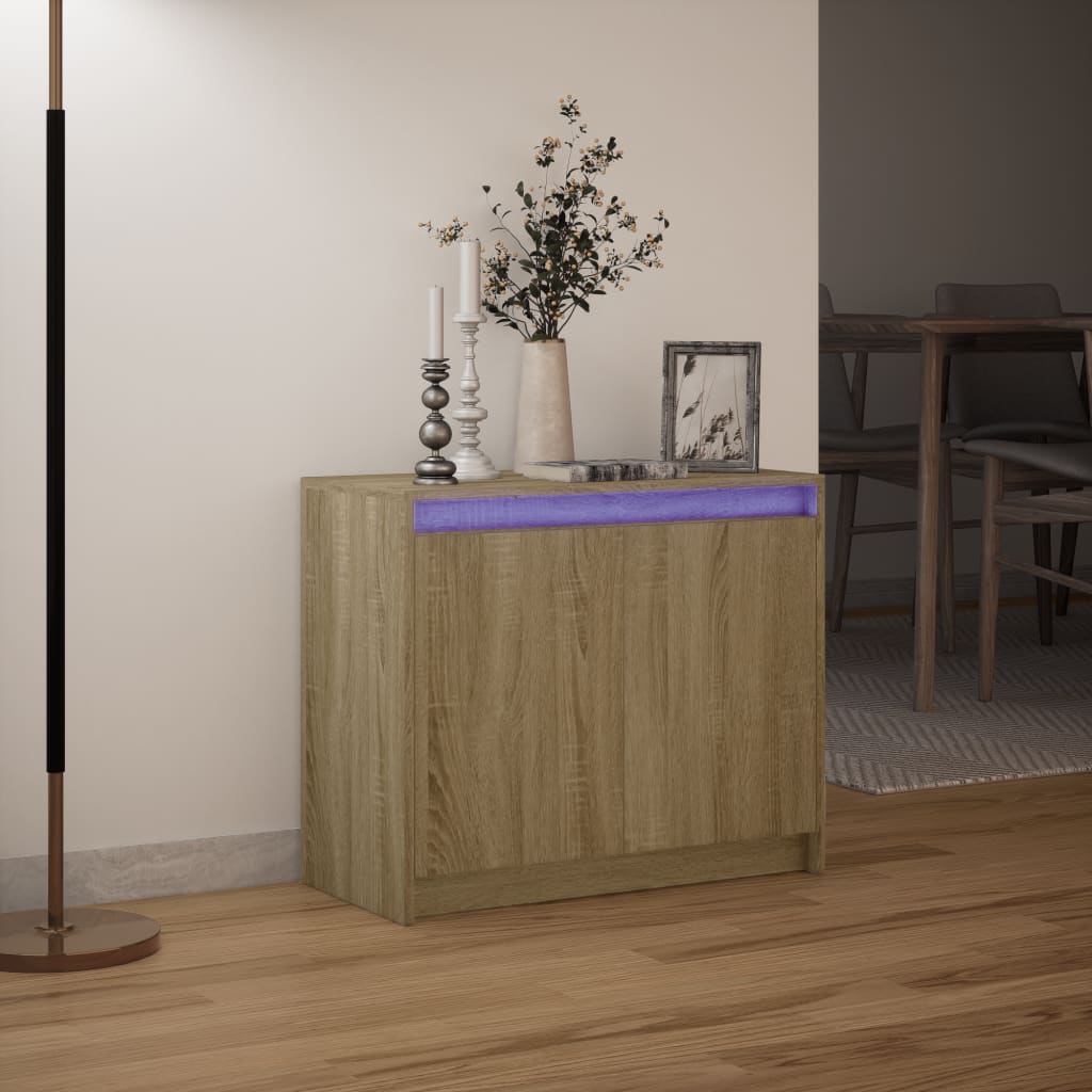 vidaXL Aparador con LED madera de ingeniería roble Sonoma 72x34x61 cm